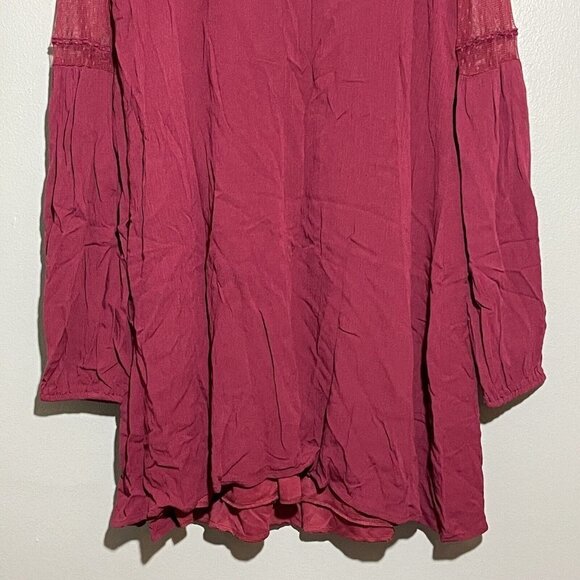 Francesca Blue Rain Sheath Straight Dress Size S Red Burgundy Laced Long Sleeve - Picture 6 of 11